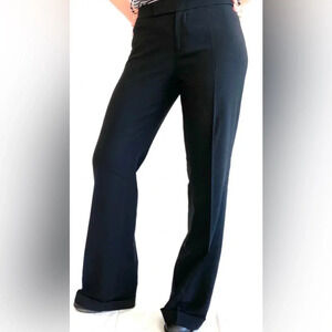 RALPH LAUREN WOOL WIDE LEG CUFFED HEM TROUSERS